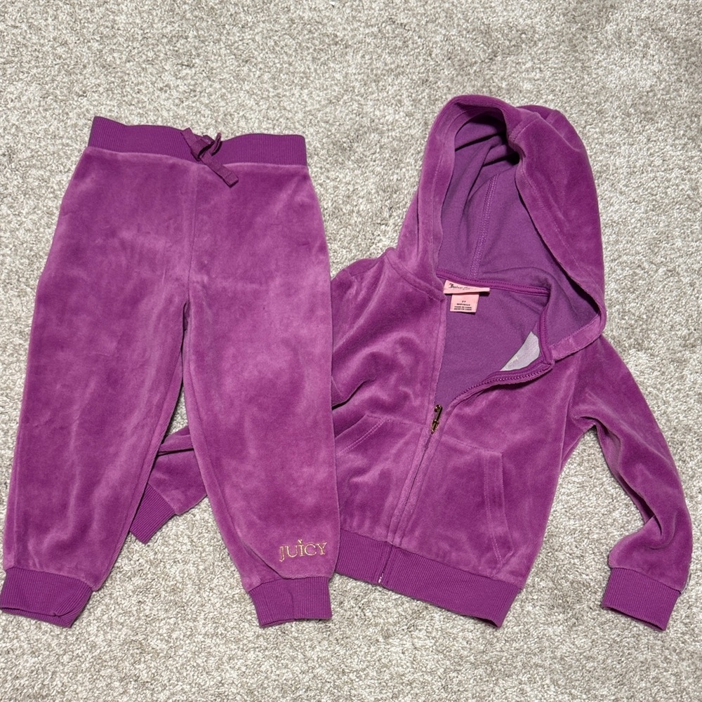 Juicy Couture Plush Purple Hoodie Set
